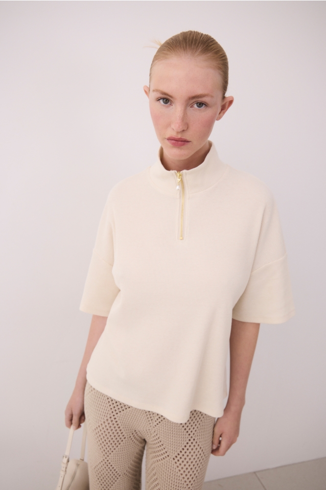 VIVAILA HIGH NECK 2/4 ZIPPER TOP 14105519 Birch